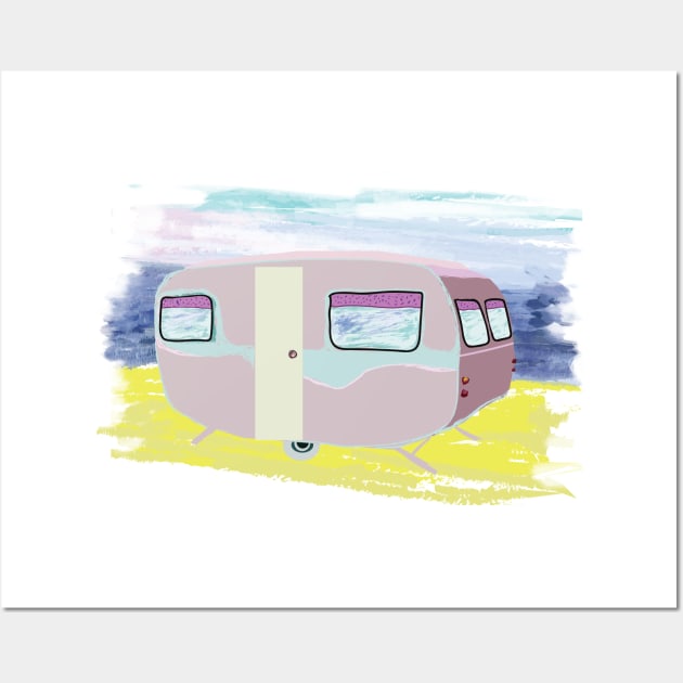 Camper on the beach Wall Art by Manitarka